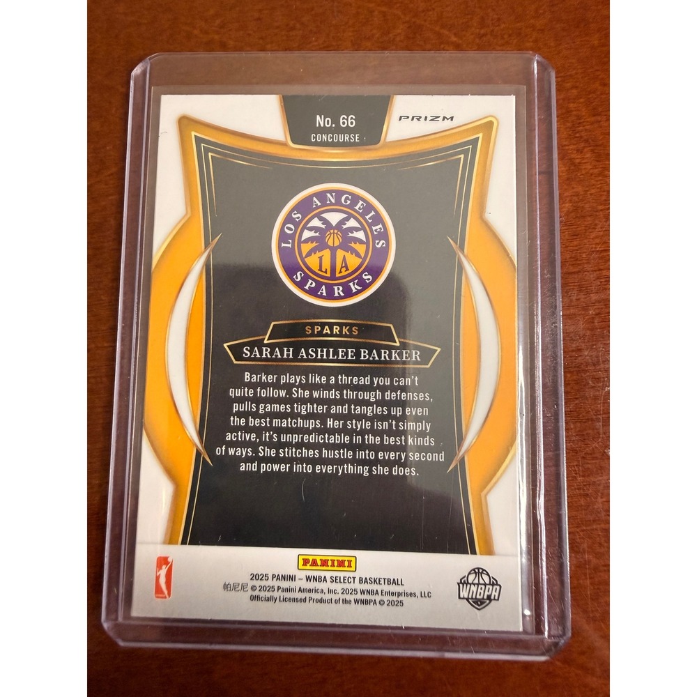 Sarah Ashlee Barker 2025 Panini Select WNBA Rookie Card Pink Ice Prizm RC No 66 - Picture 2 of 2